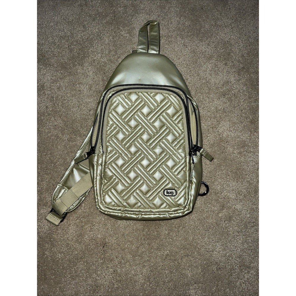 LUG Scurry Matte Luxe Vegan Leather Sling Bag - Metallic Bubble Sand -RFID NWOT